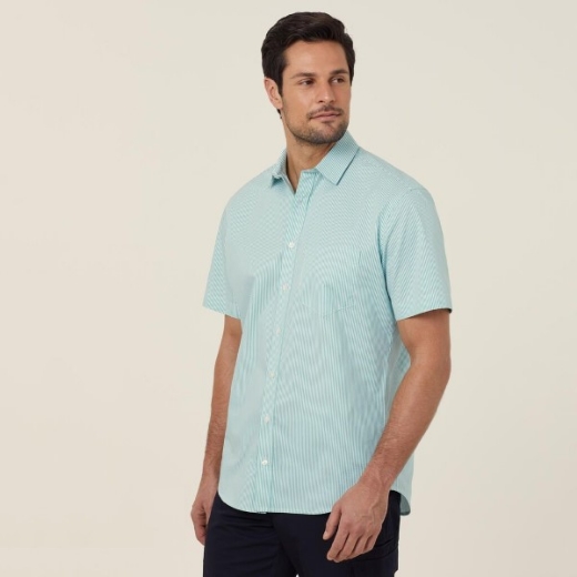 Picture of NNT Mens Avignon Fine Block Stripe Stretch Shirt Short Sleeve