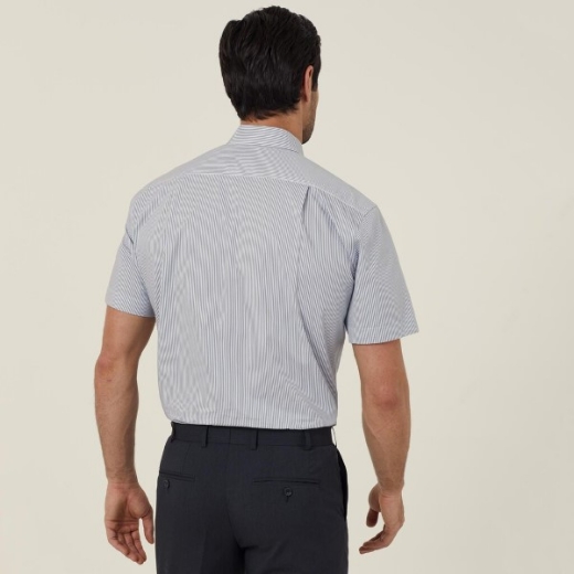 Picture of NNT Mens Avignon Fine Block Stripe Stretch Shirt Short Sleeve