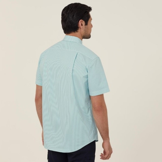 Picture of NNT Mens Avignon Fine Block Stripe Stretch Shirt Short Sleeve