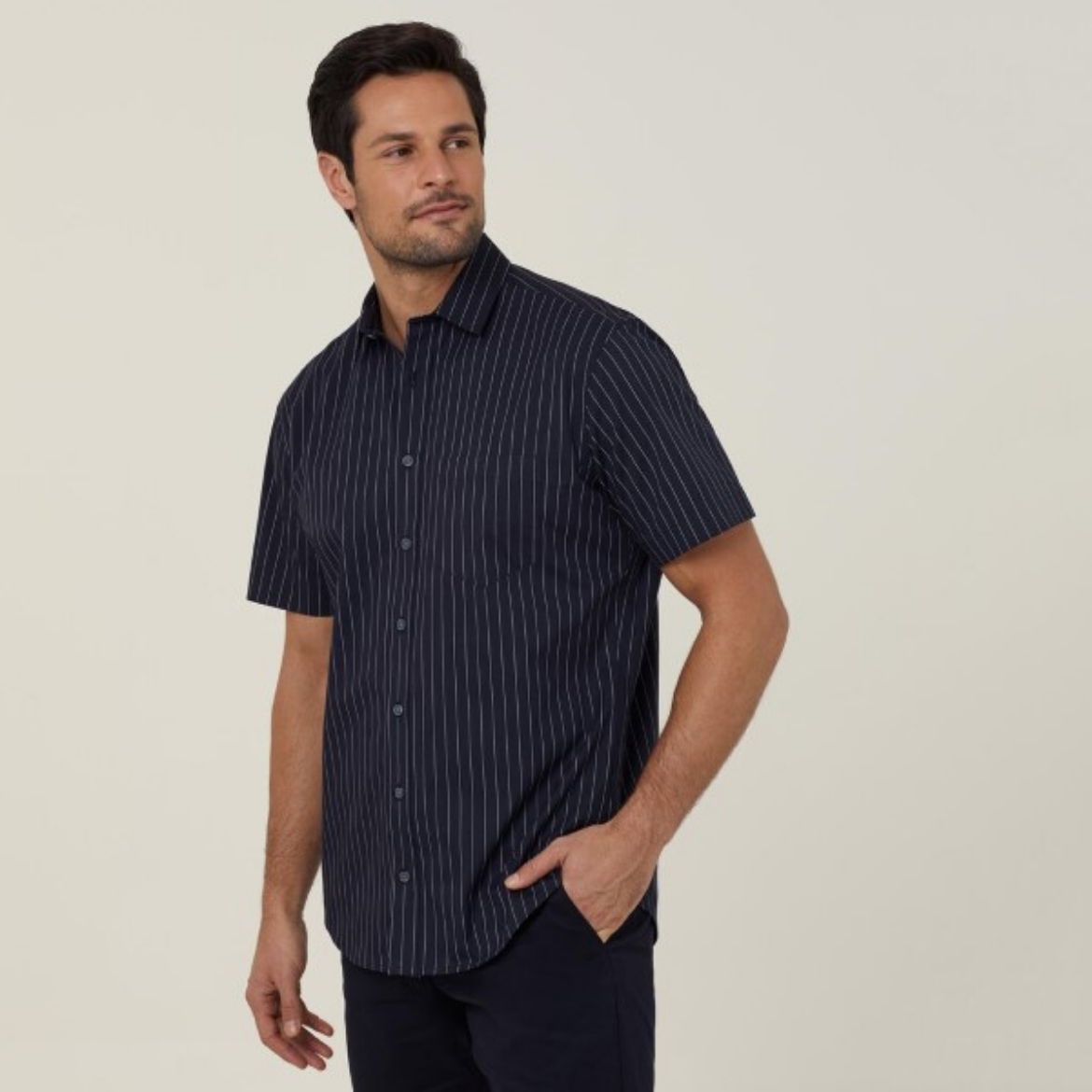 Picture of NNT Mens Avignon Pinstripe Stretch Short Sleeve Shirt
