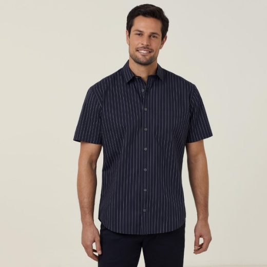 Picture of NNT Mens Avignon Pinstripe Stretch Short Sleeve Shirt
