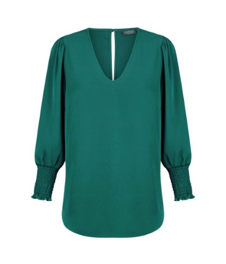 Picture of Gloweave Cleo Ladies V Neck Shirred Cuff Top
